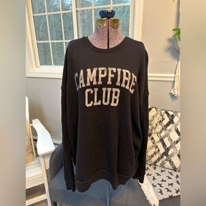 Oat Collective Campfire Club Sweatshirt Black XL Cozy Soft Fall Camping